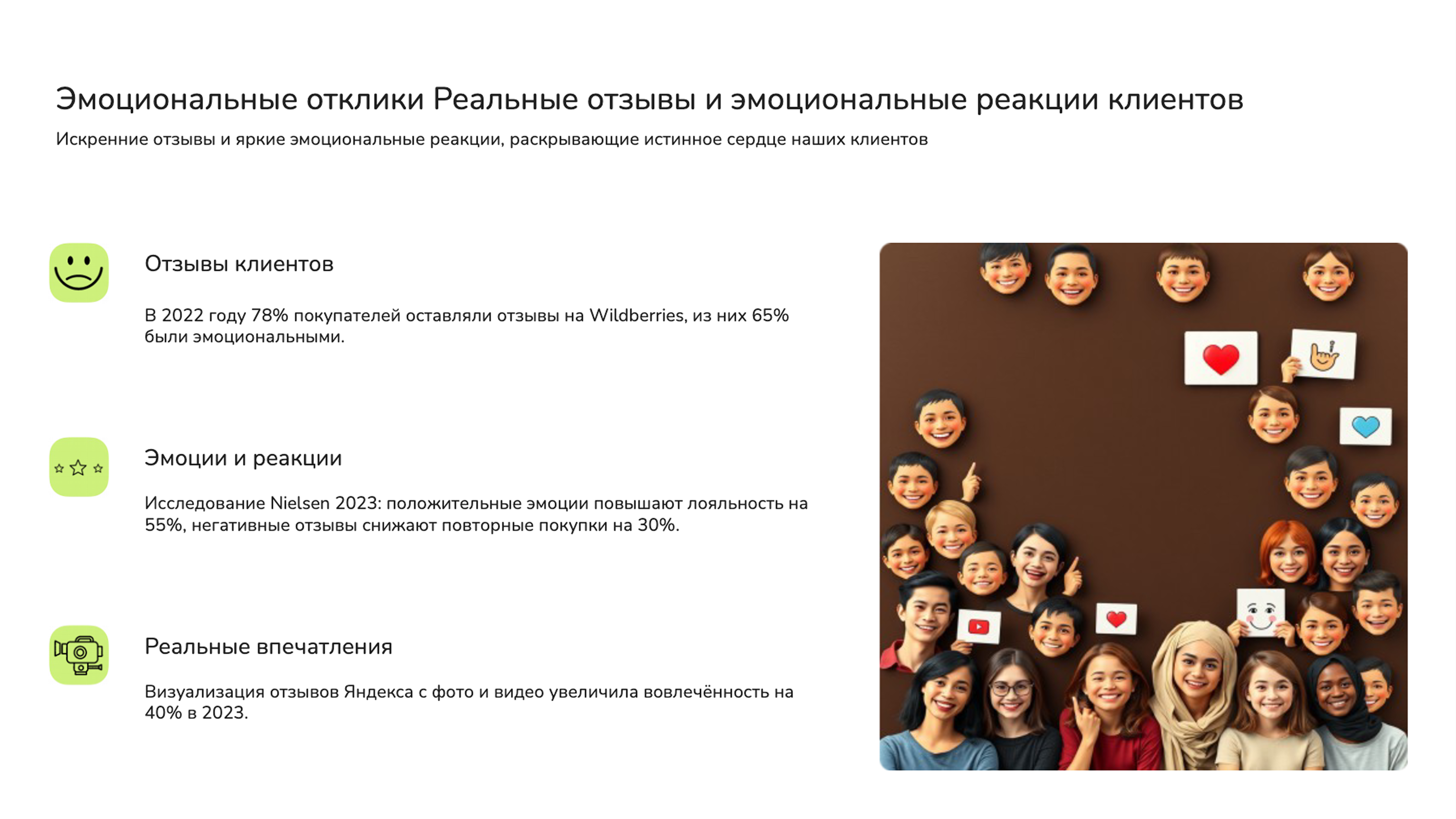 Слайд 3: Искренние отзывы и яркие эмоции