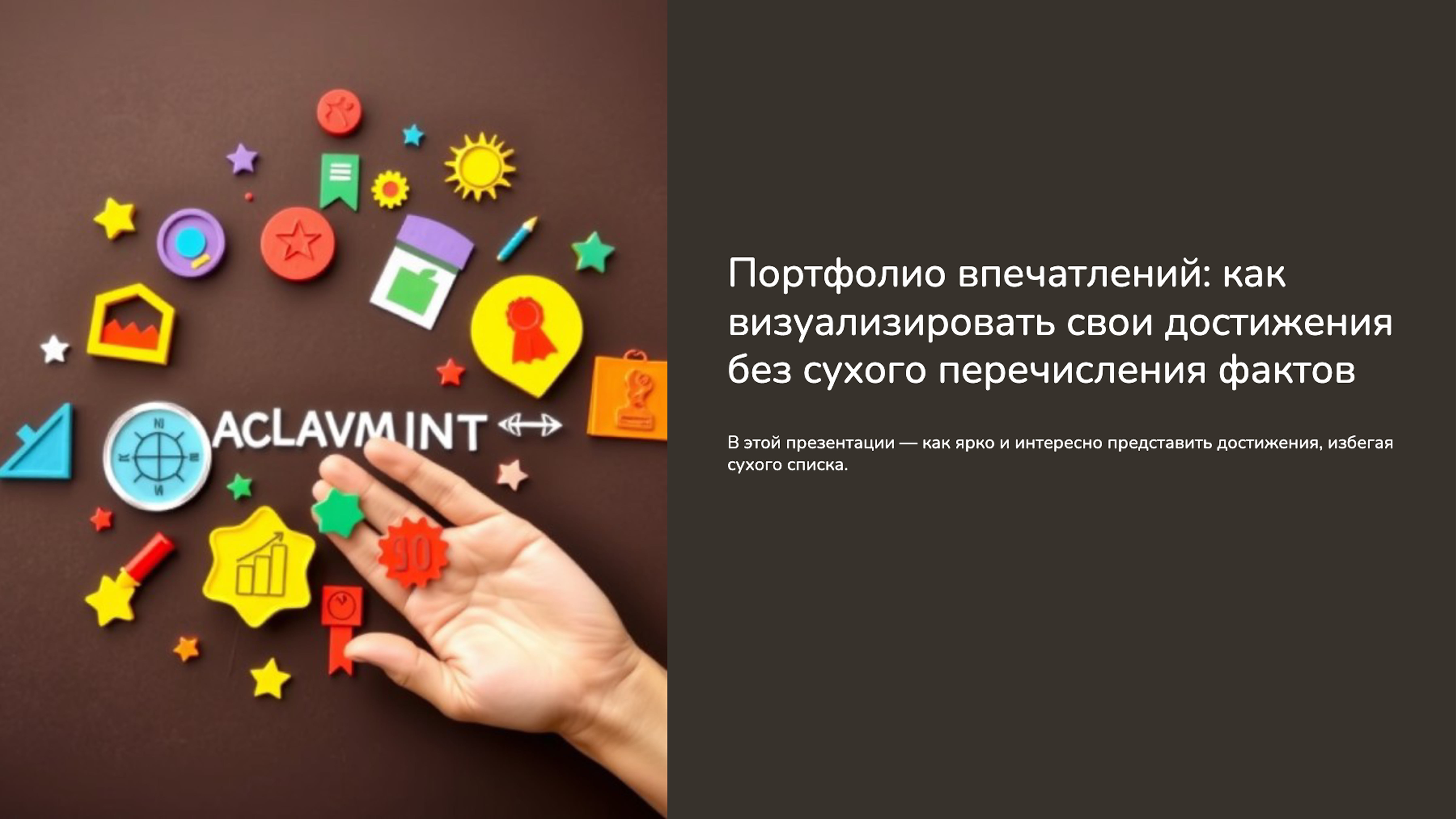 Превью презентации: Портфолио впечатлений: как визуализировать свои достижения без сухого перечисления фактов