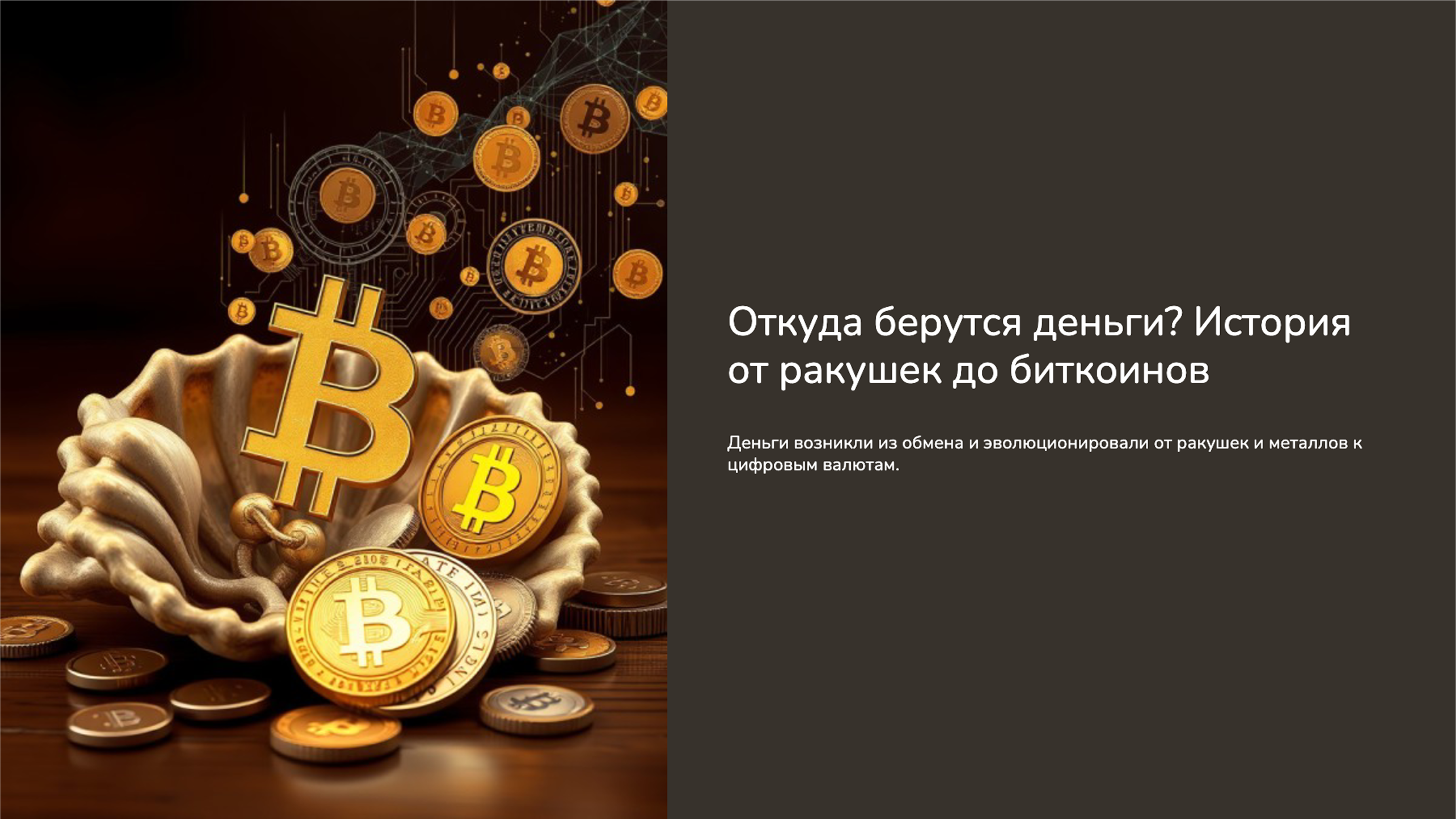 Превью презентации: Откуда берутся деньги? История от ракушек до биткоинов