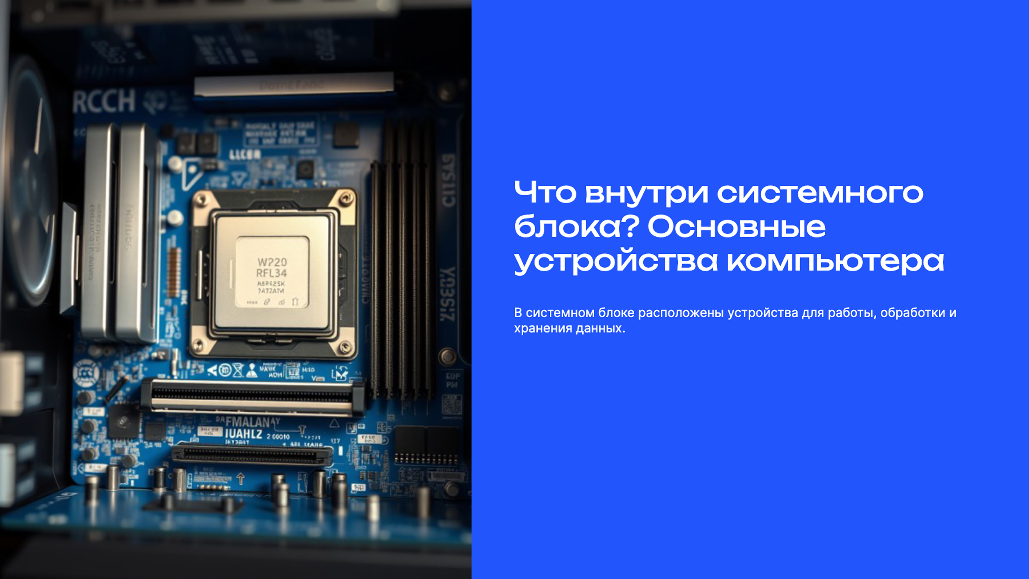 Превью презентации: Что внутри системного блока? Основные устройства компьютера