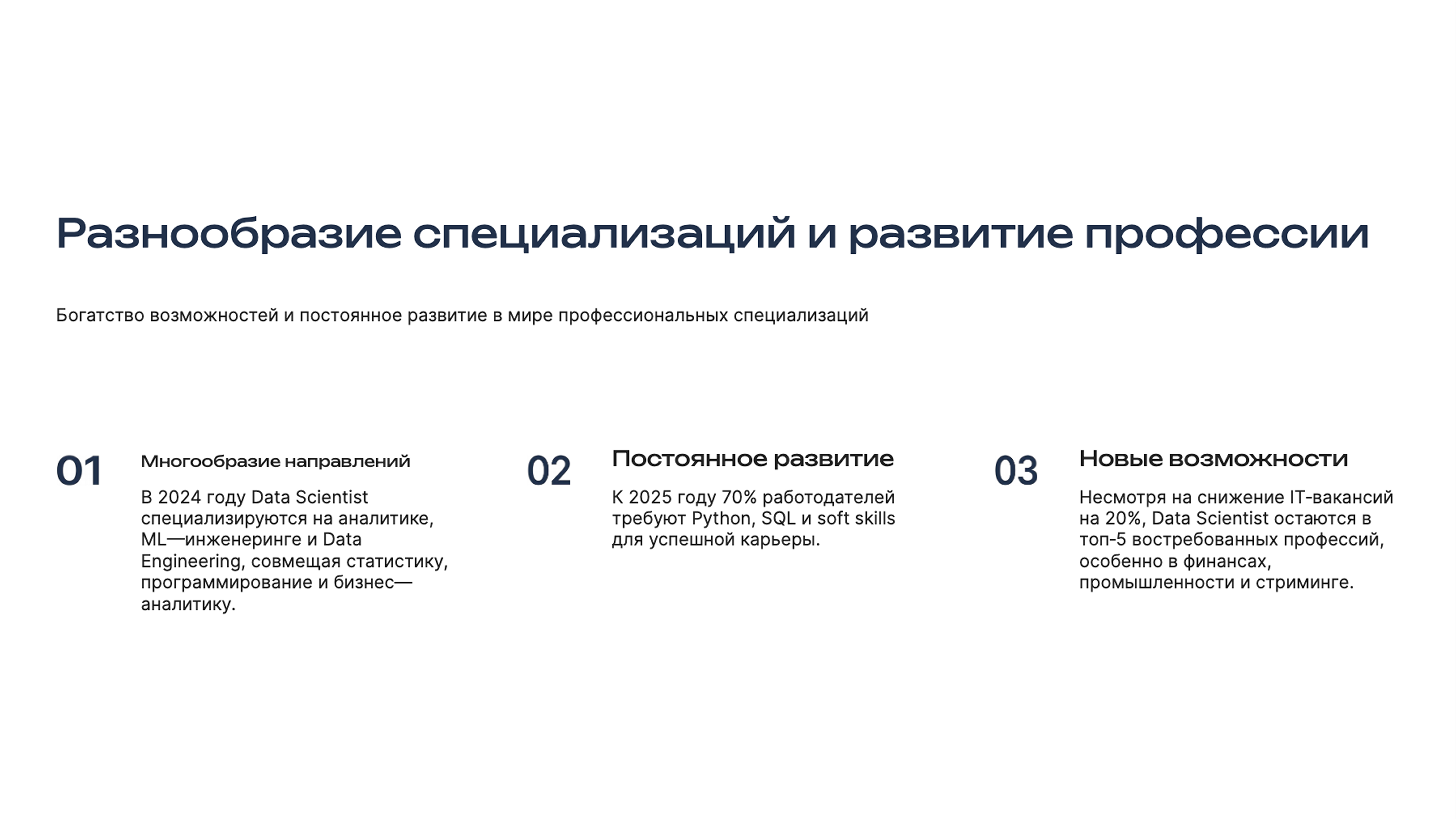 Слайд 7: Богатство возможностей и постоянное развитие в мире профессиональных специализаций