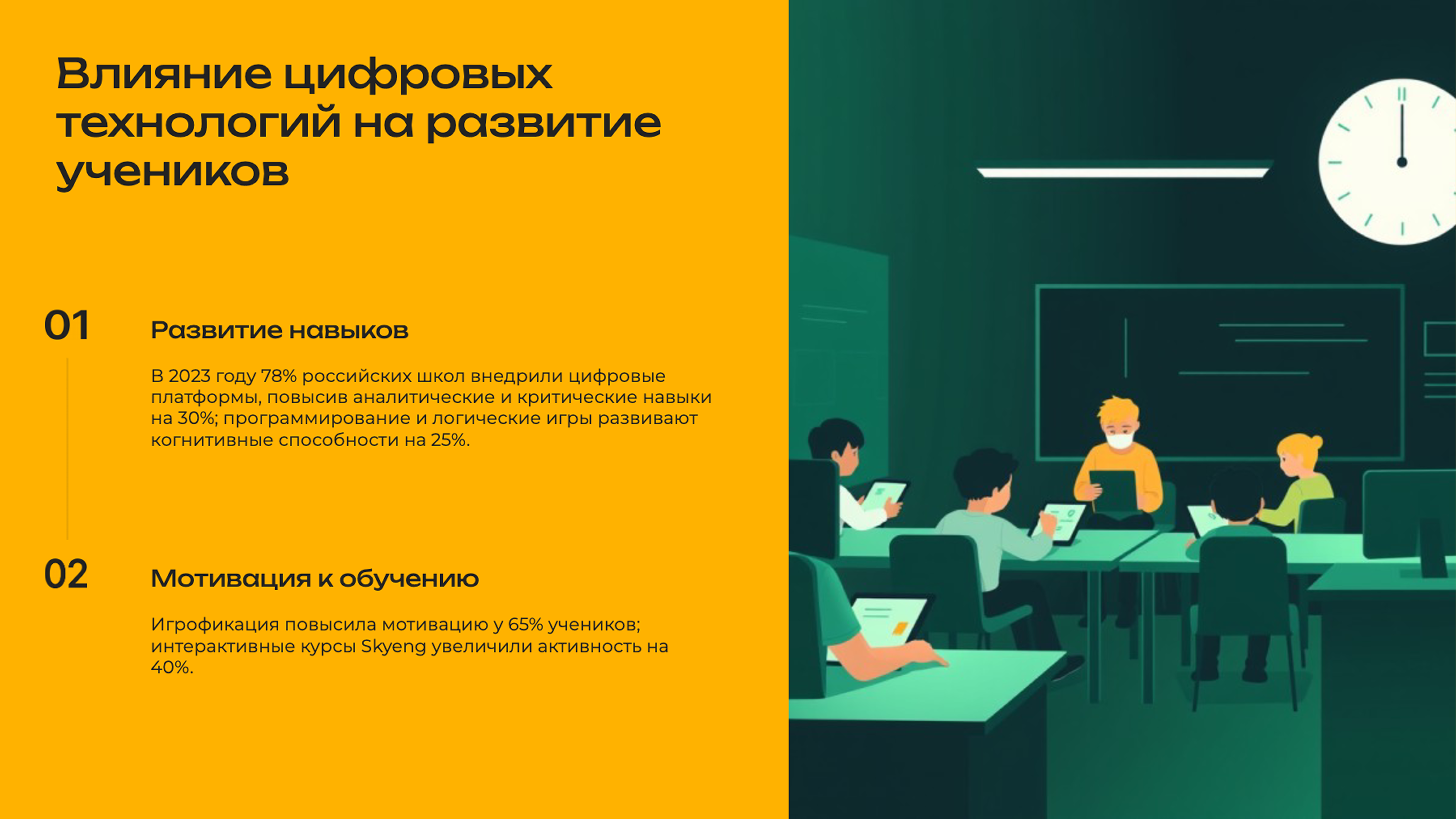 Слайд 8: Влияние цифровых технологий на развитие учеников