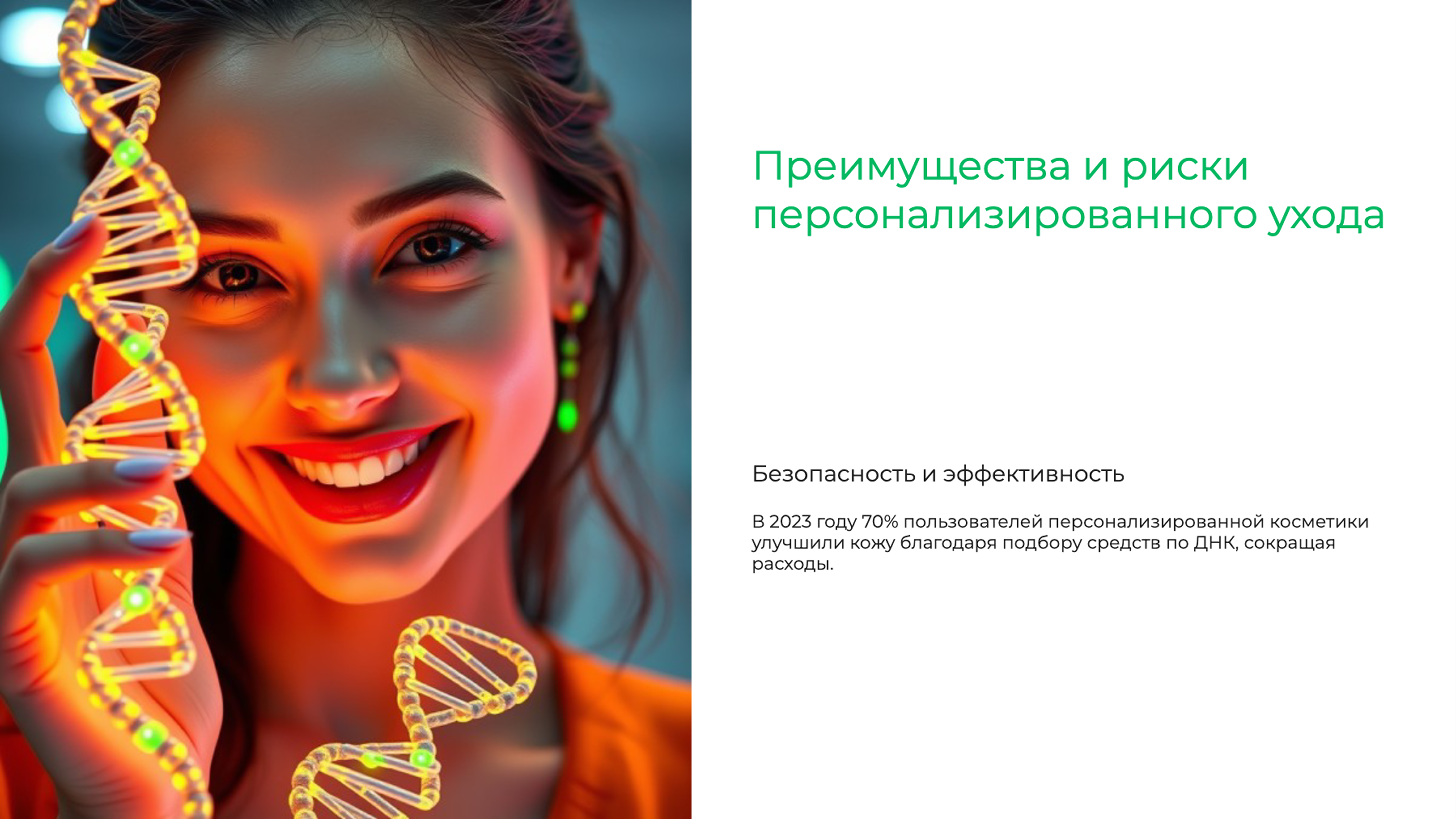 Слайд 7: Преимущества и риски персонализированного ухода