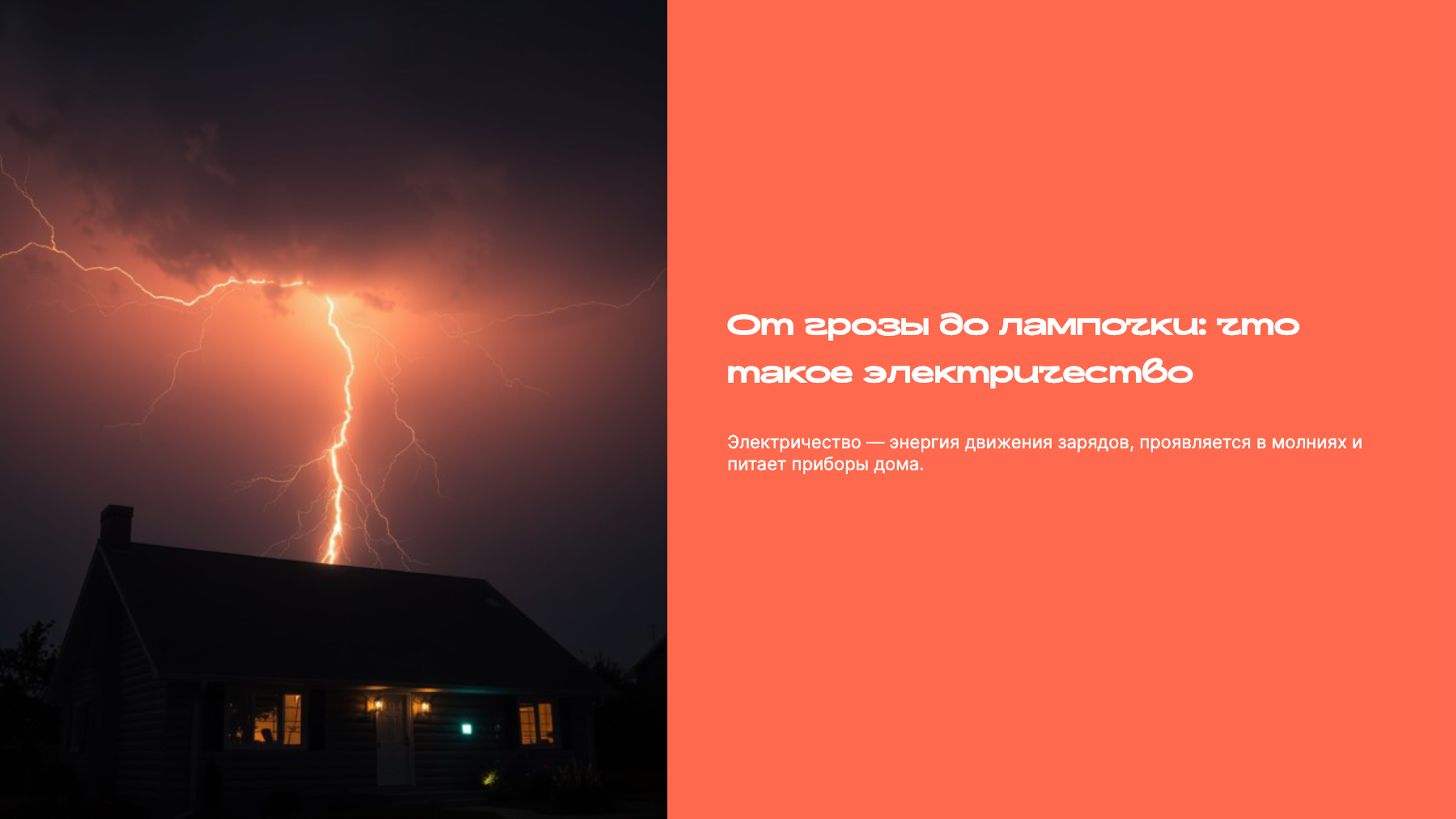Слайд 1: От грозы до лампочки: что такое электричество