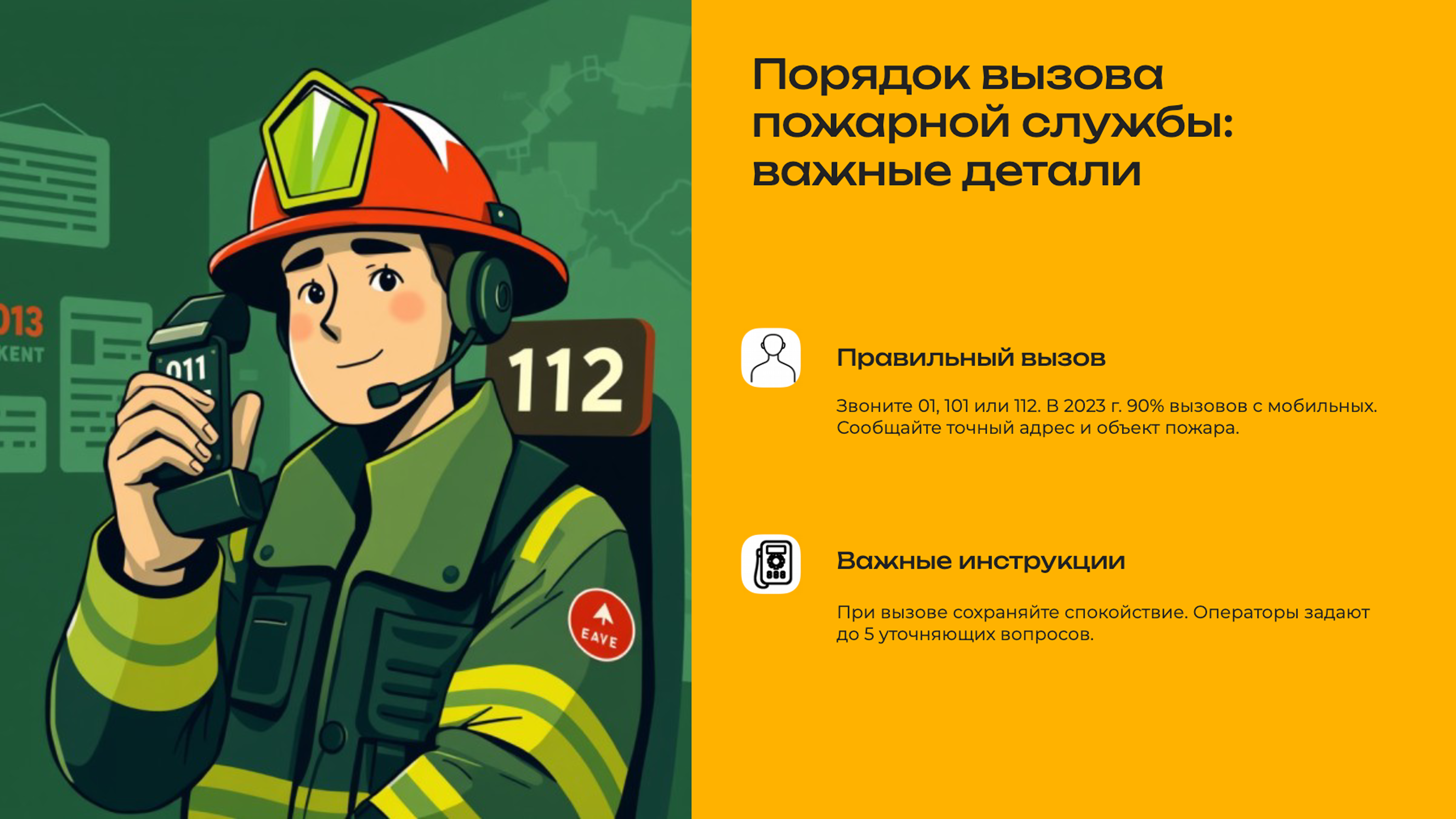 Слайд 4: Порядок вызова пожарной службы