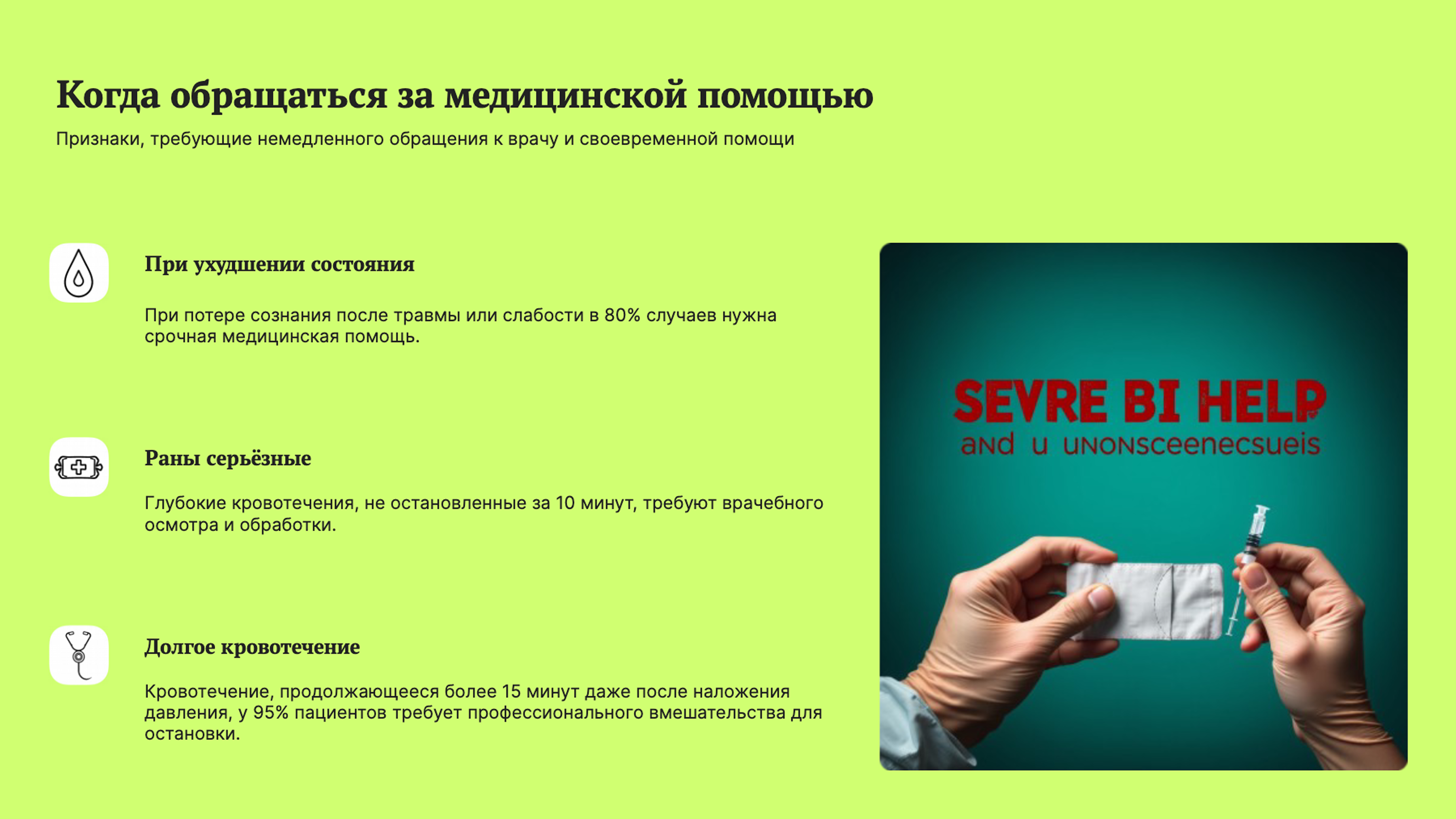 Слайд 8: Когда нужен врач