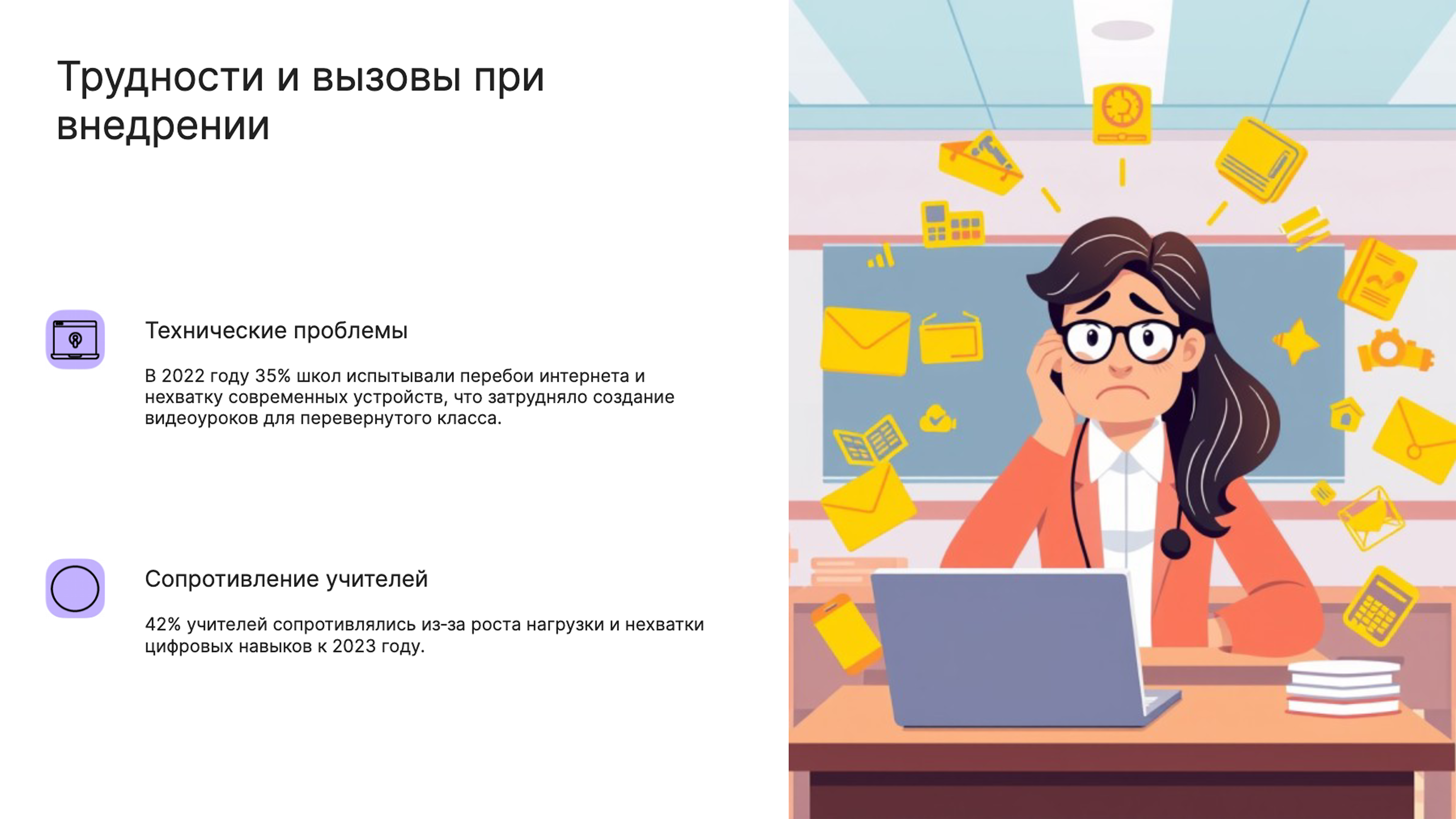 Слайд 7: Трудности и вызовы при внедрении