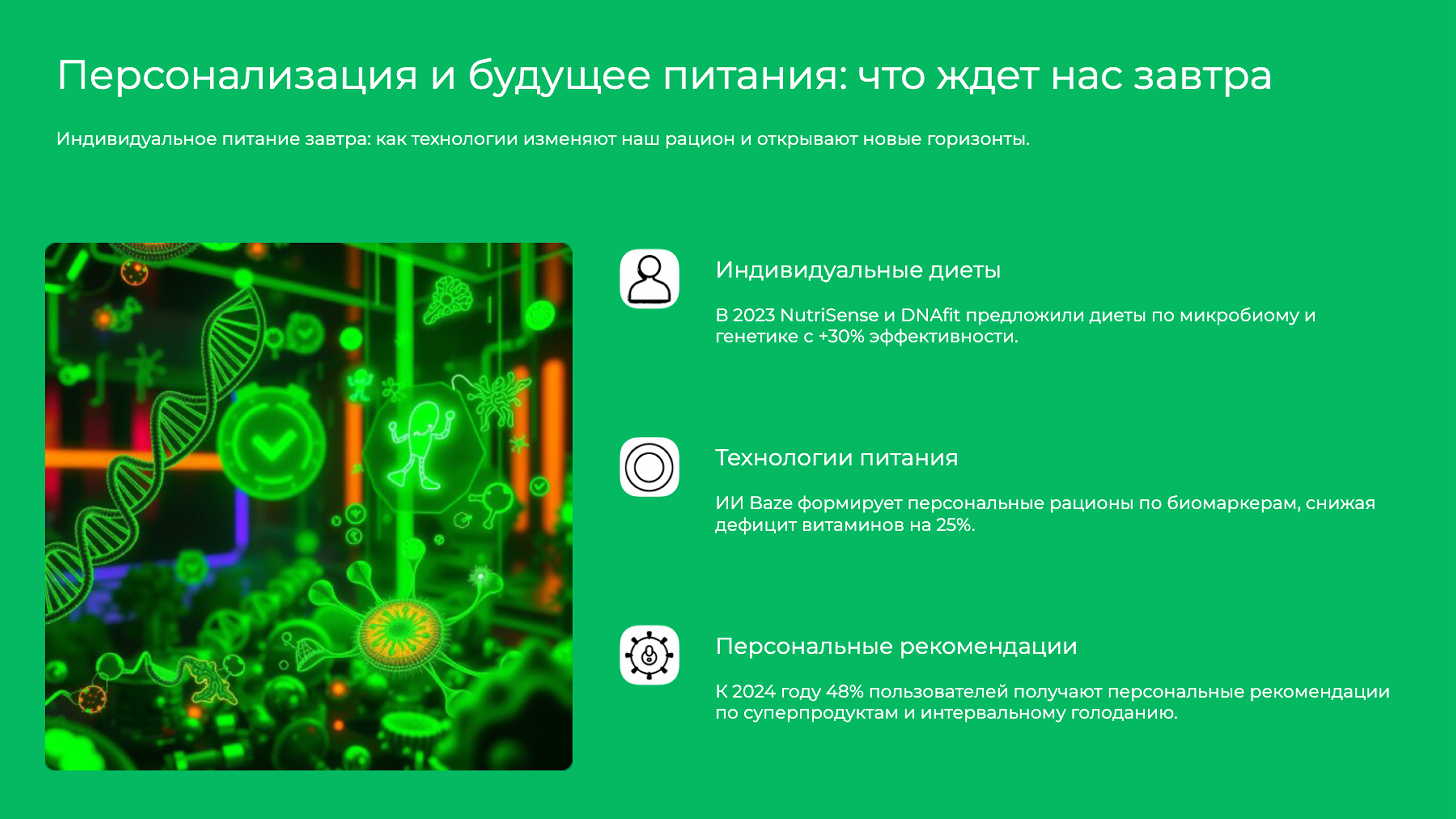 Слайд 9: Индивидуальное питание завтра
