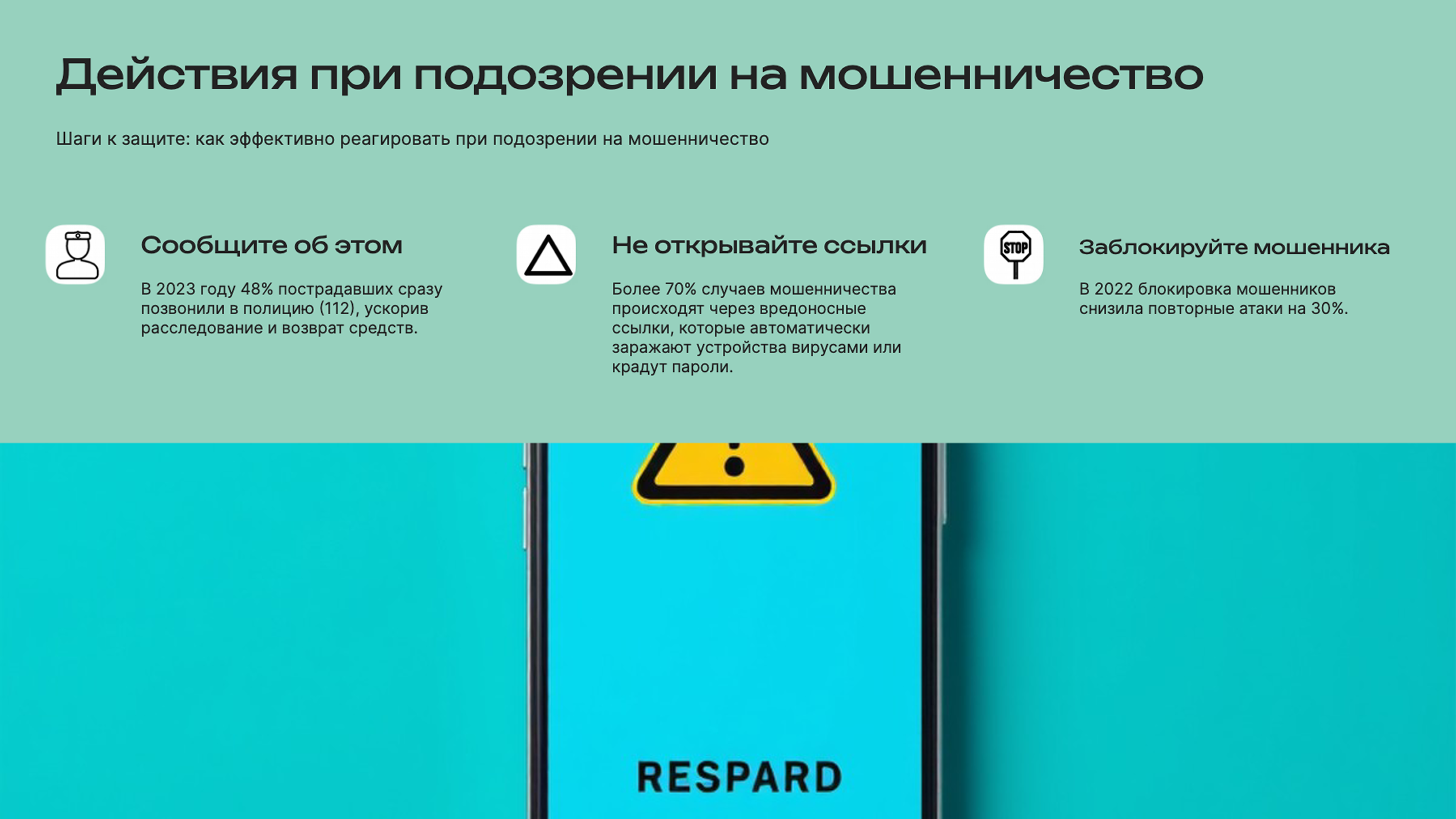 Слайд 8: Как действовать при подозрении на мошенничество