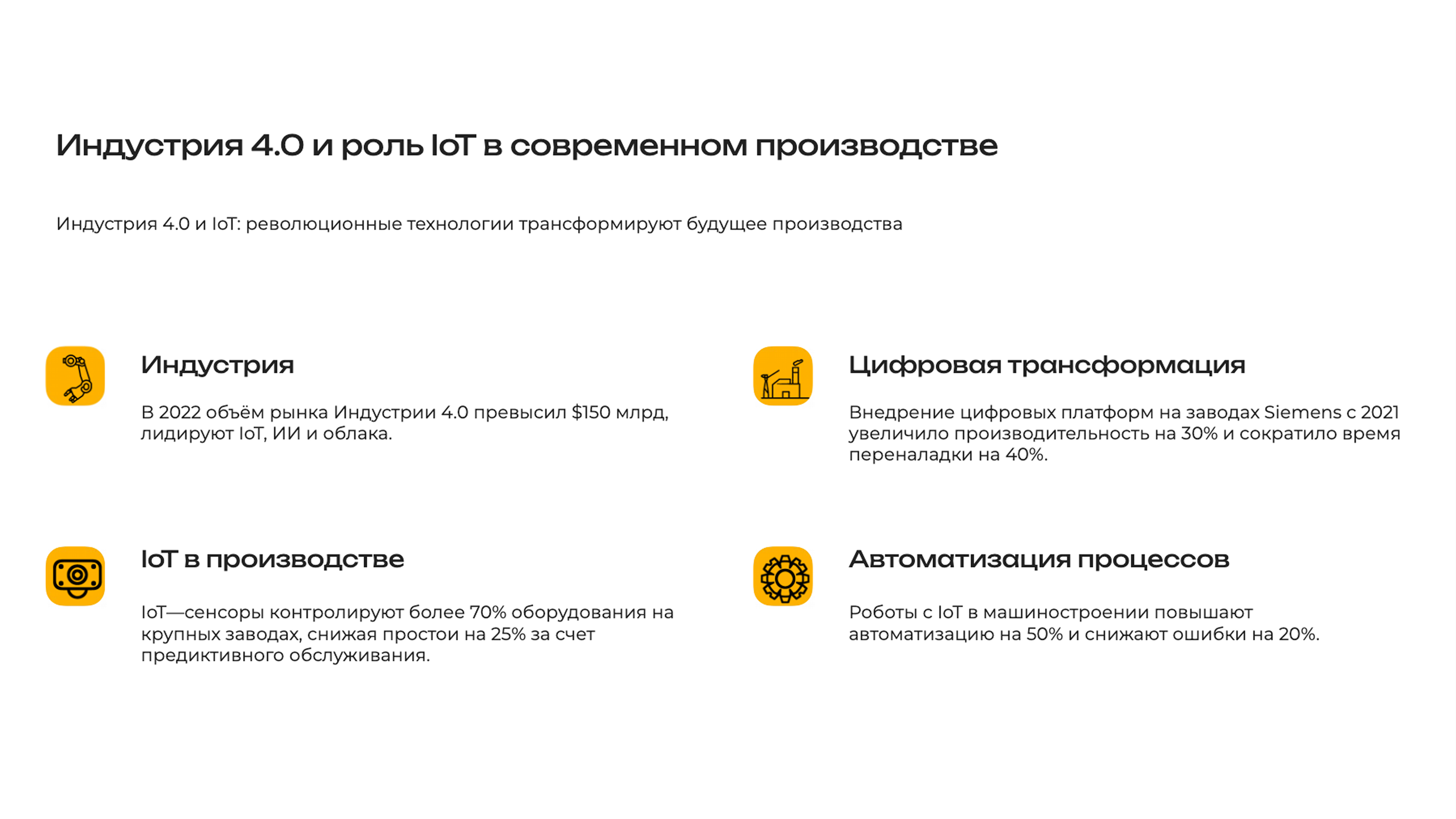 Слайд 3: Индустрия 4.0 и IoT: революционные технологии трансформируют будущее производства