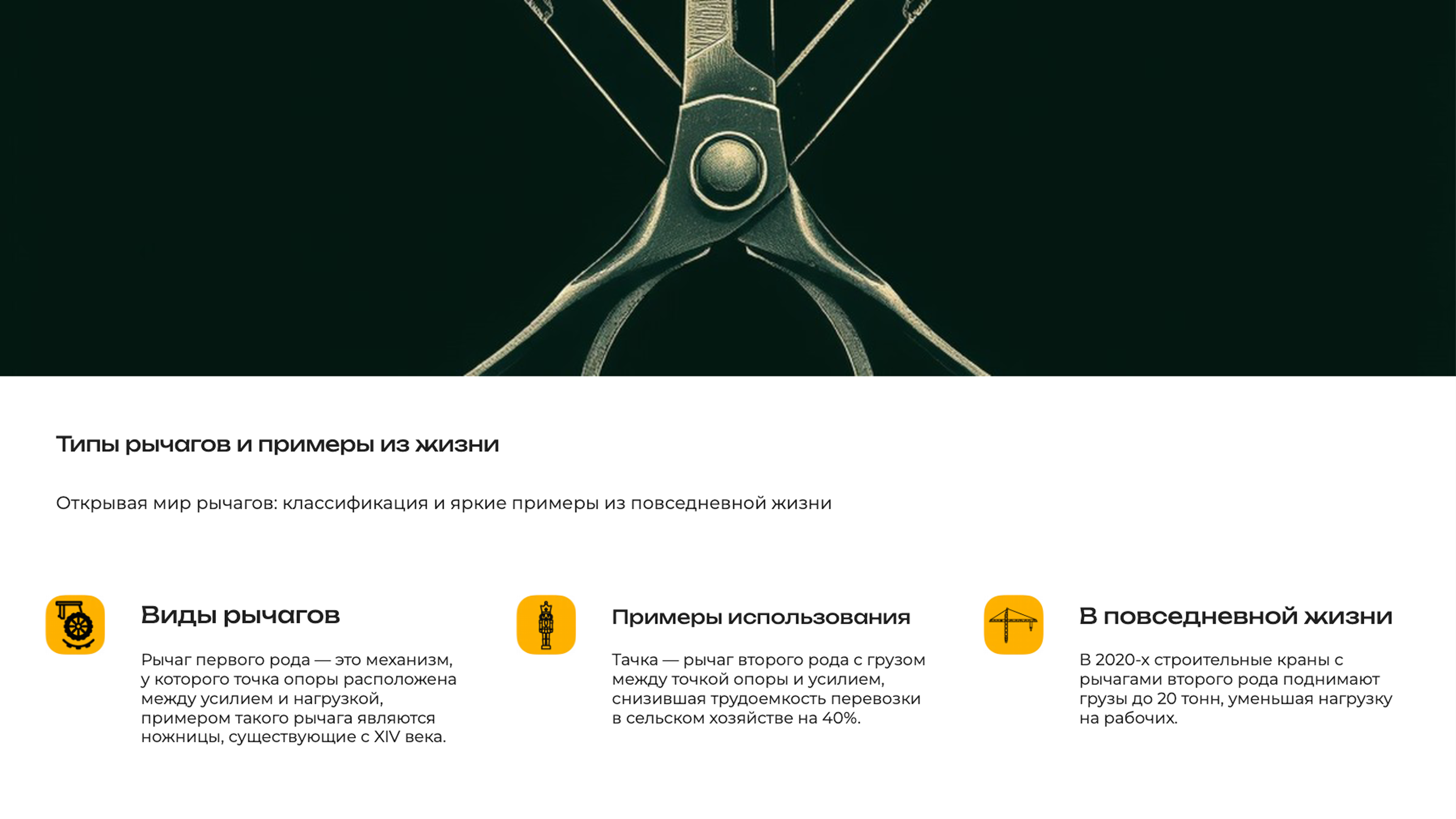 Слайд 6: Открывая мир рычагов: классификация и яркие примеры из повседневной жизни
