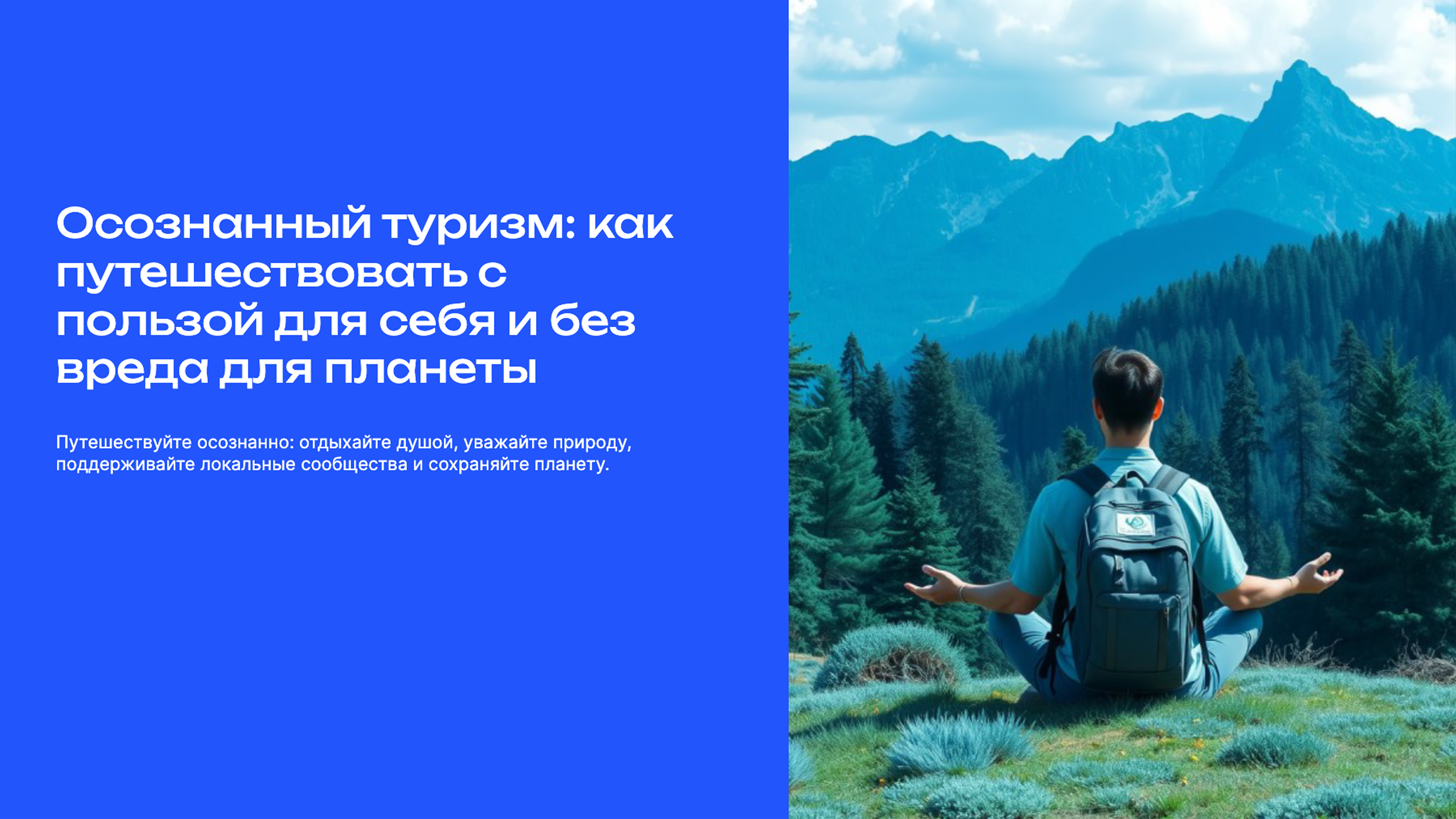 Слайд 1: Осознанный туризм: как путешествовать с пользой для себя и без вреда для планеты