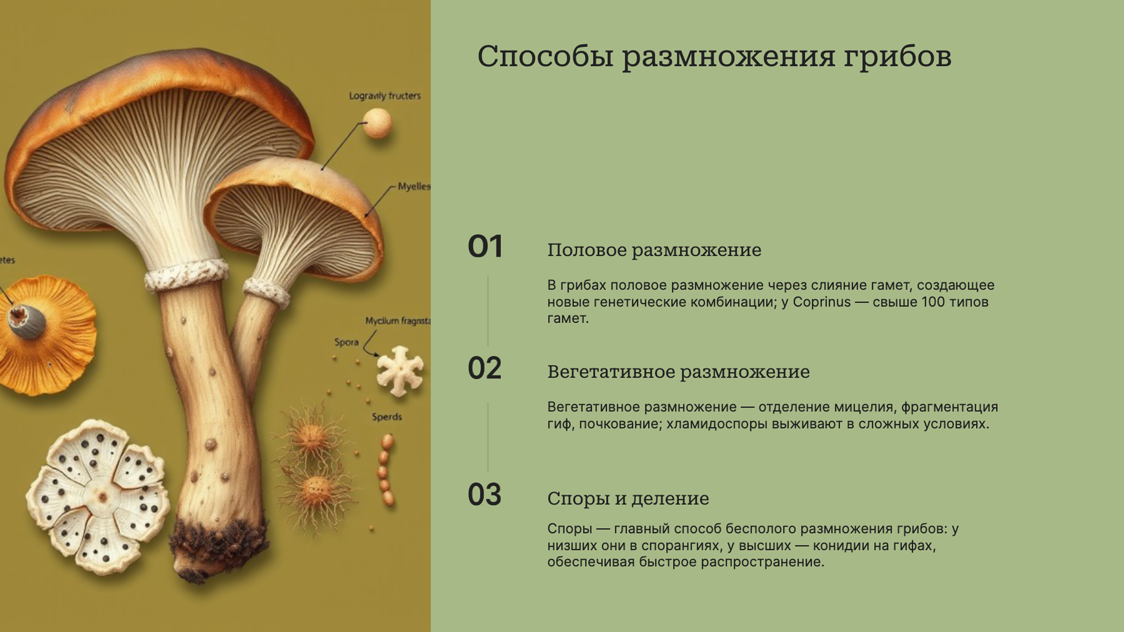 Слайд 6: Размножение грибов