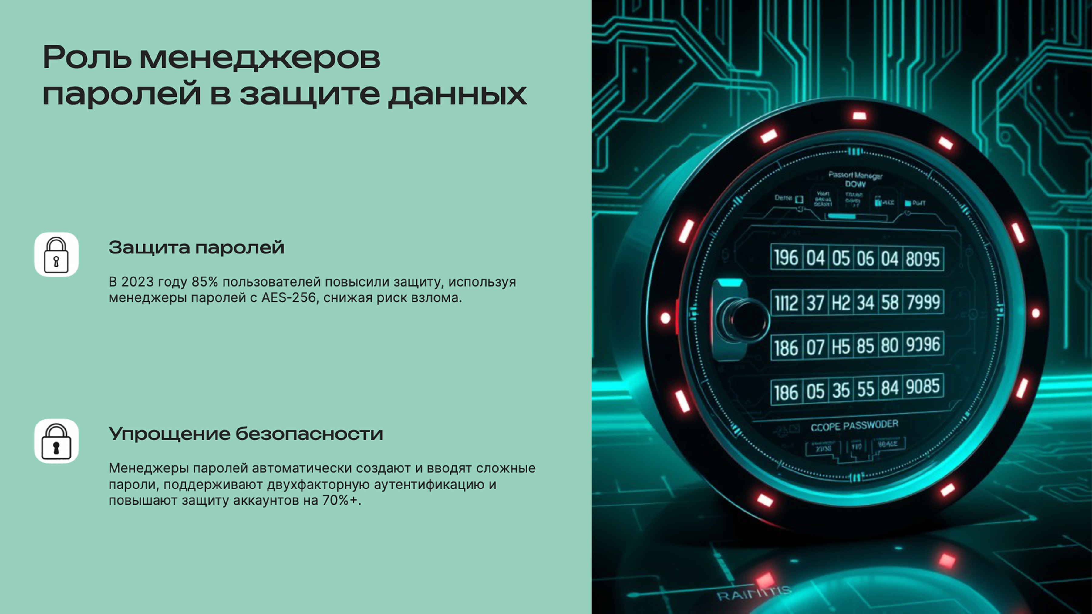 Слайд 6: Роль менеджеров паролей в защите данных