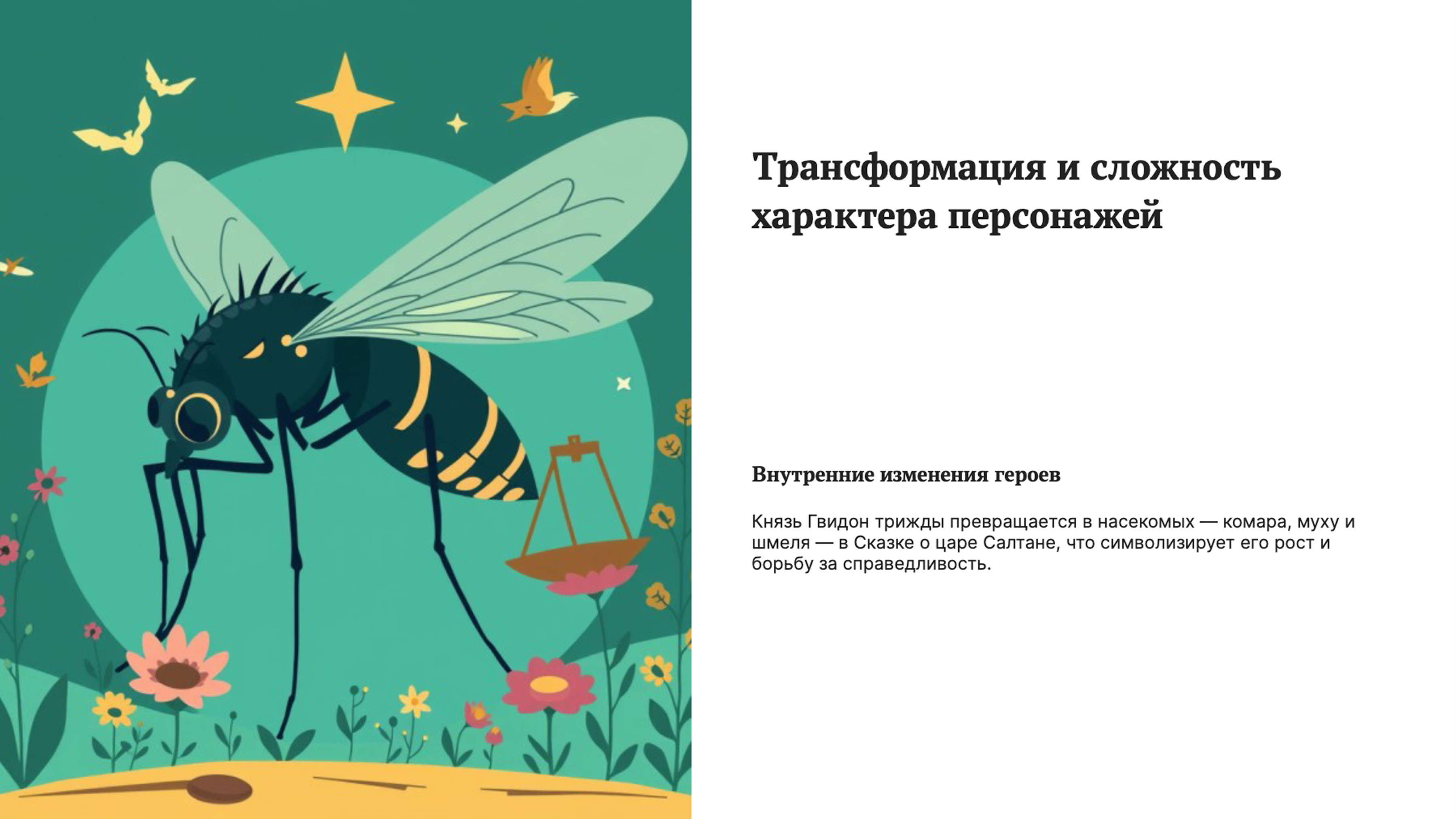Слайд 7: Трансформация и сложность характера персонажей