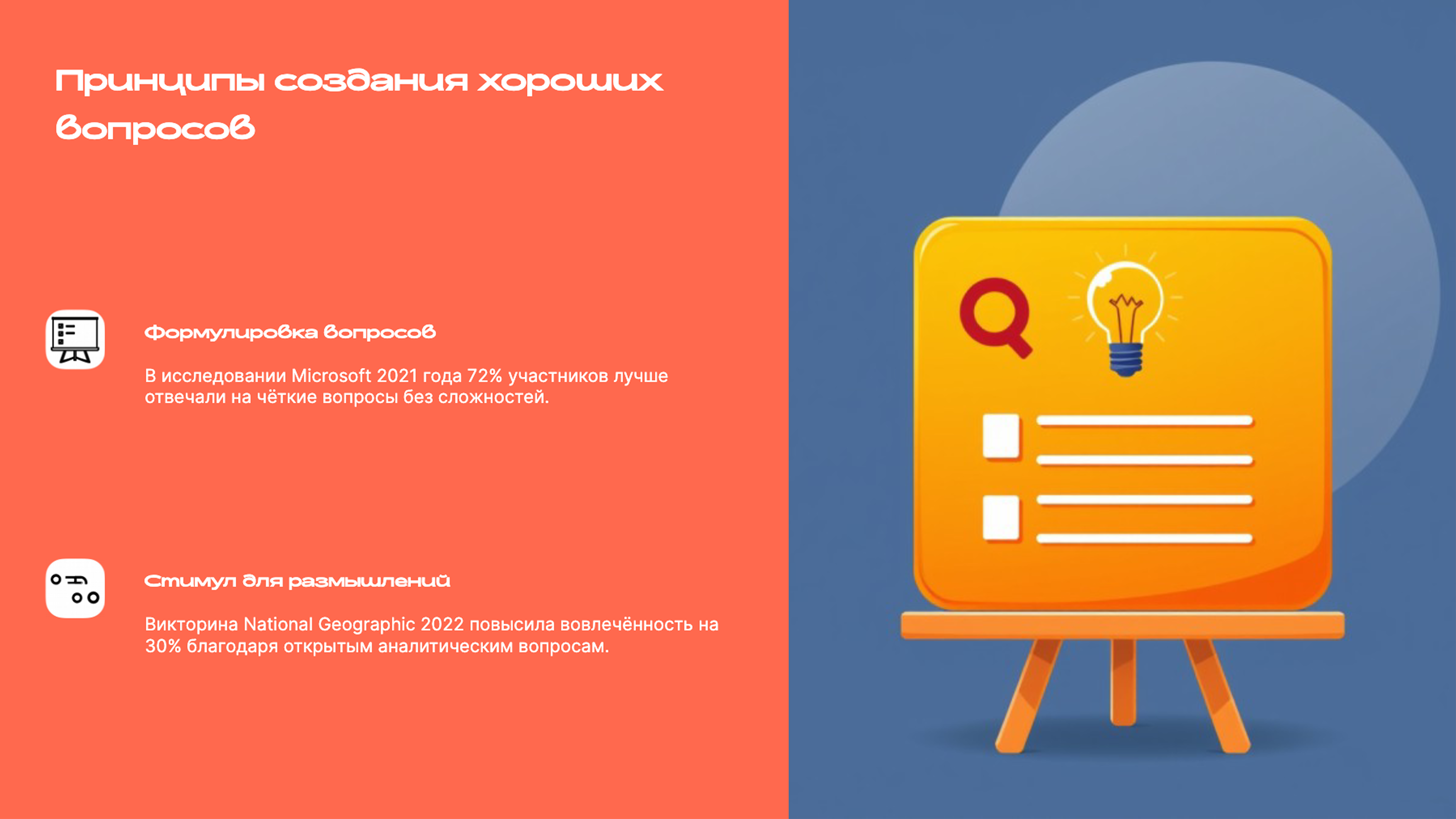 Слайд 5: Принципы создания хороших вопросов