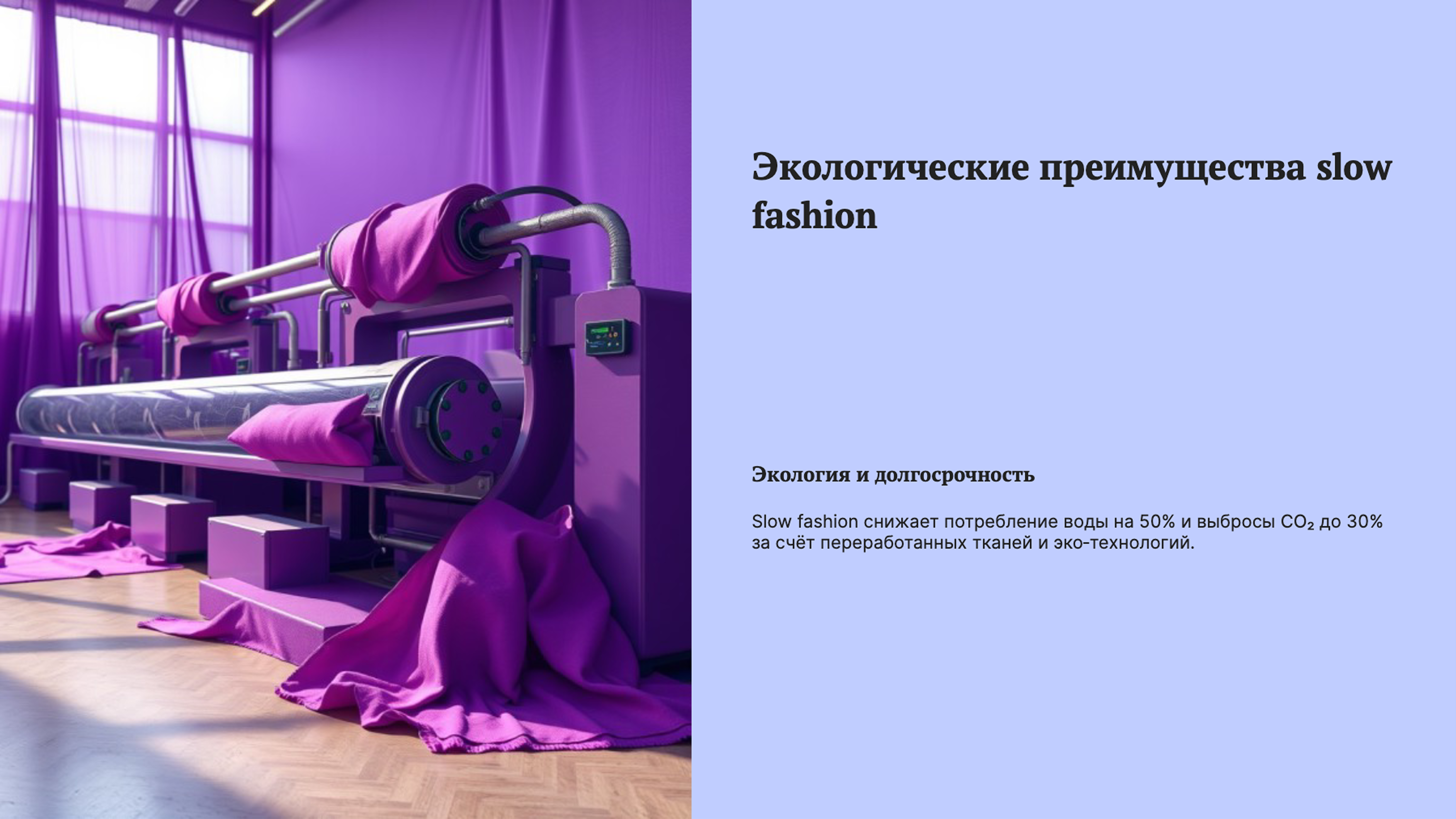 Слайд 6: Экологические преимущества slow fashion