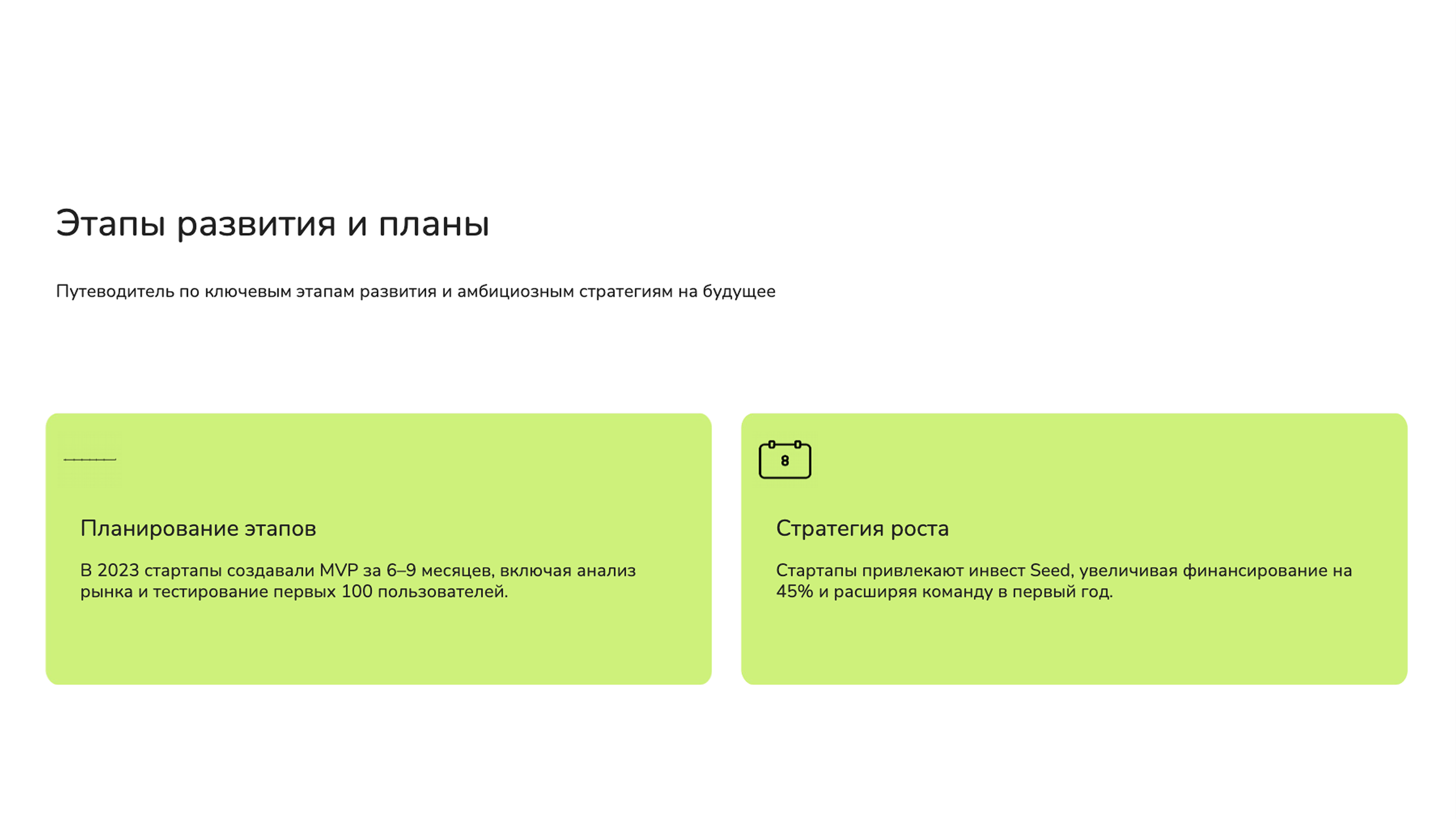 Слайд 7: Путеводитель по ключевым этапам развития и амбициозным стратегиям на будущее