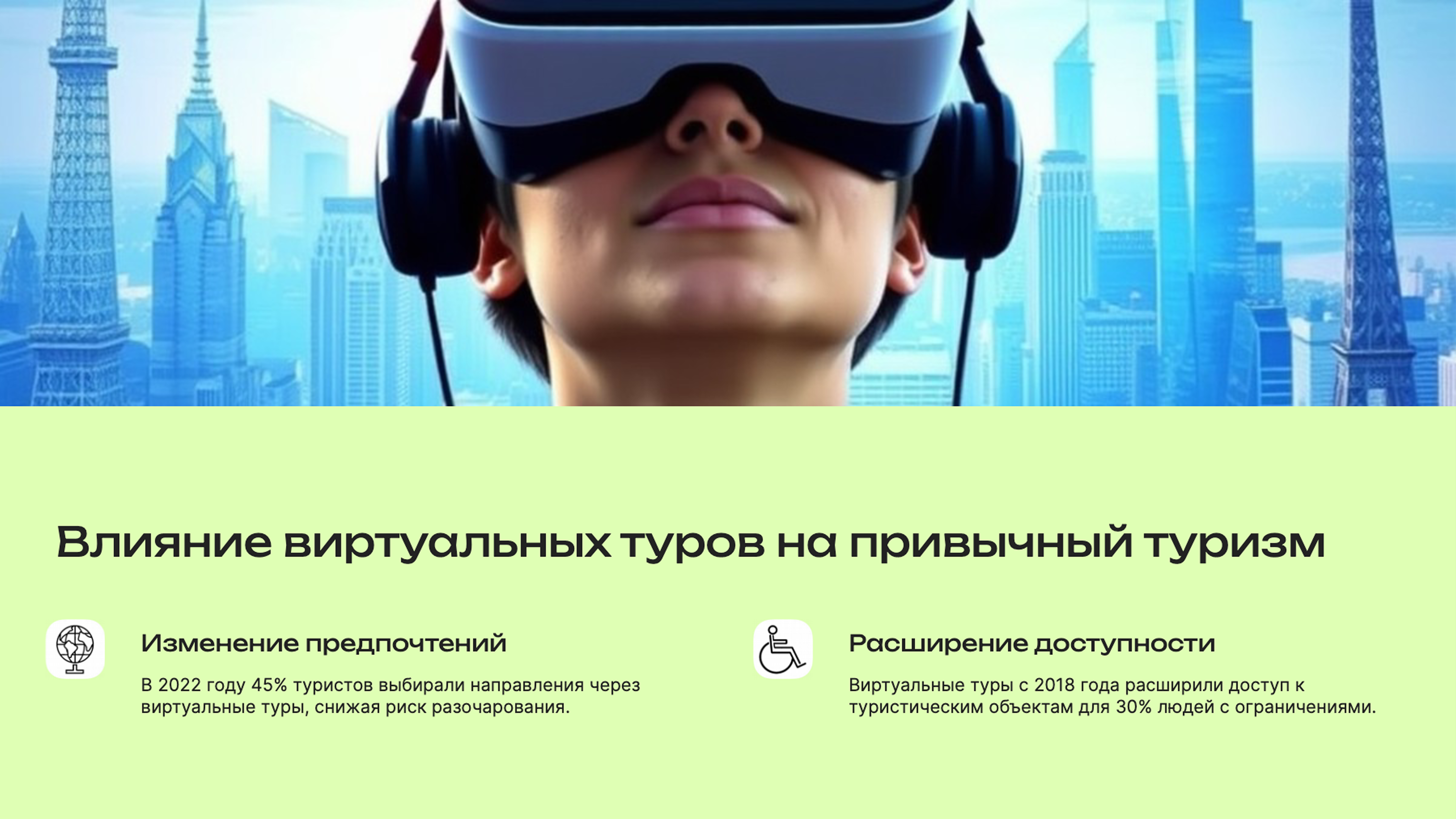 Слайд 6: Влияние виртуальных туров на привычный туризм