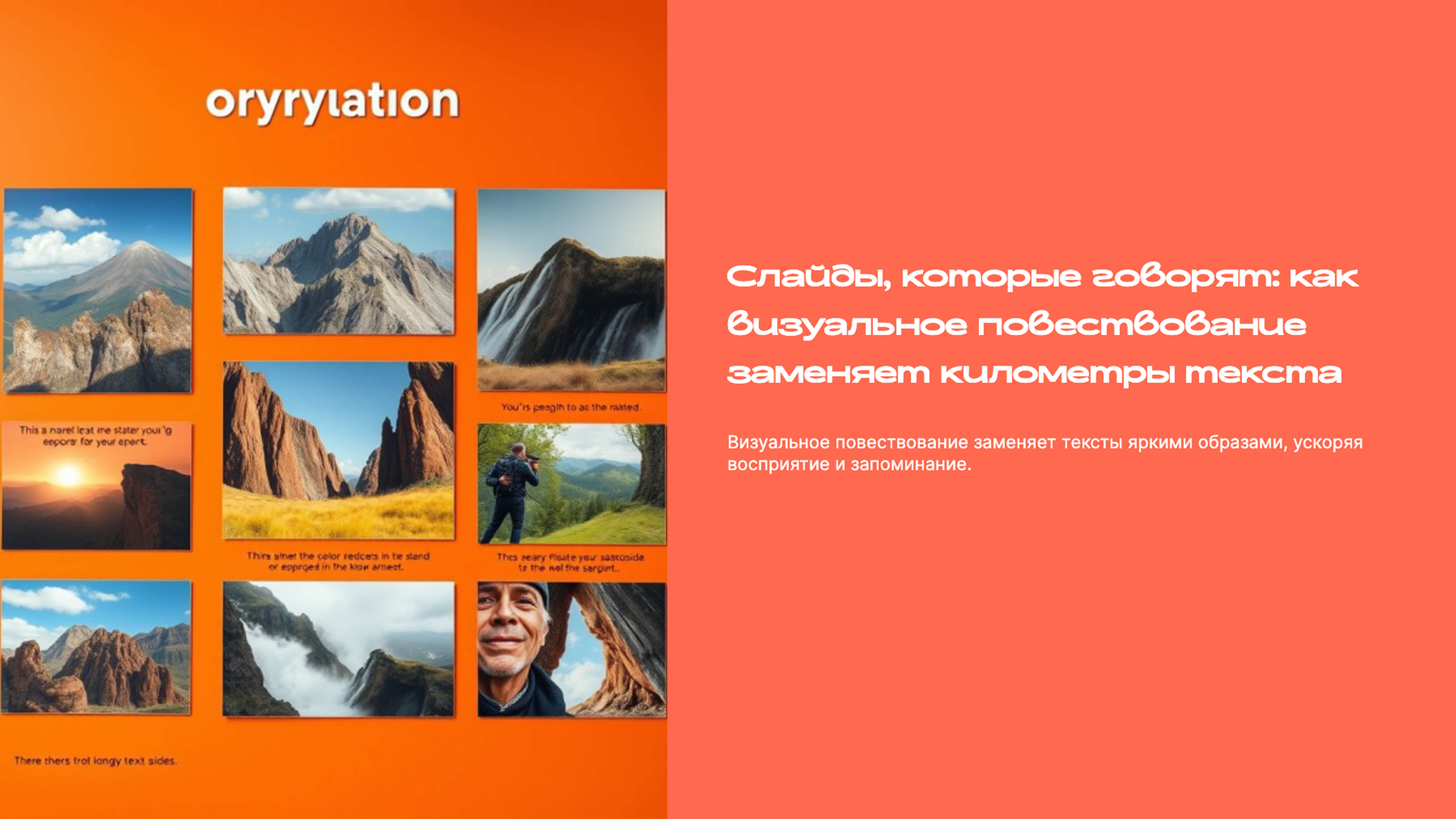 Превью презентации: Слайды, которые говорят: как визуальное повествование заменяет километры текста