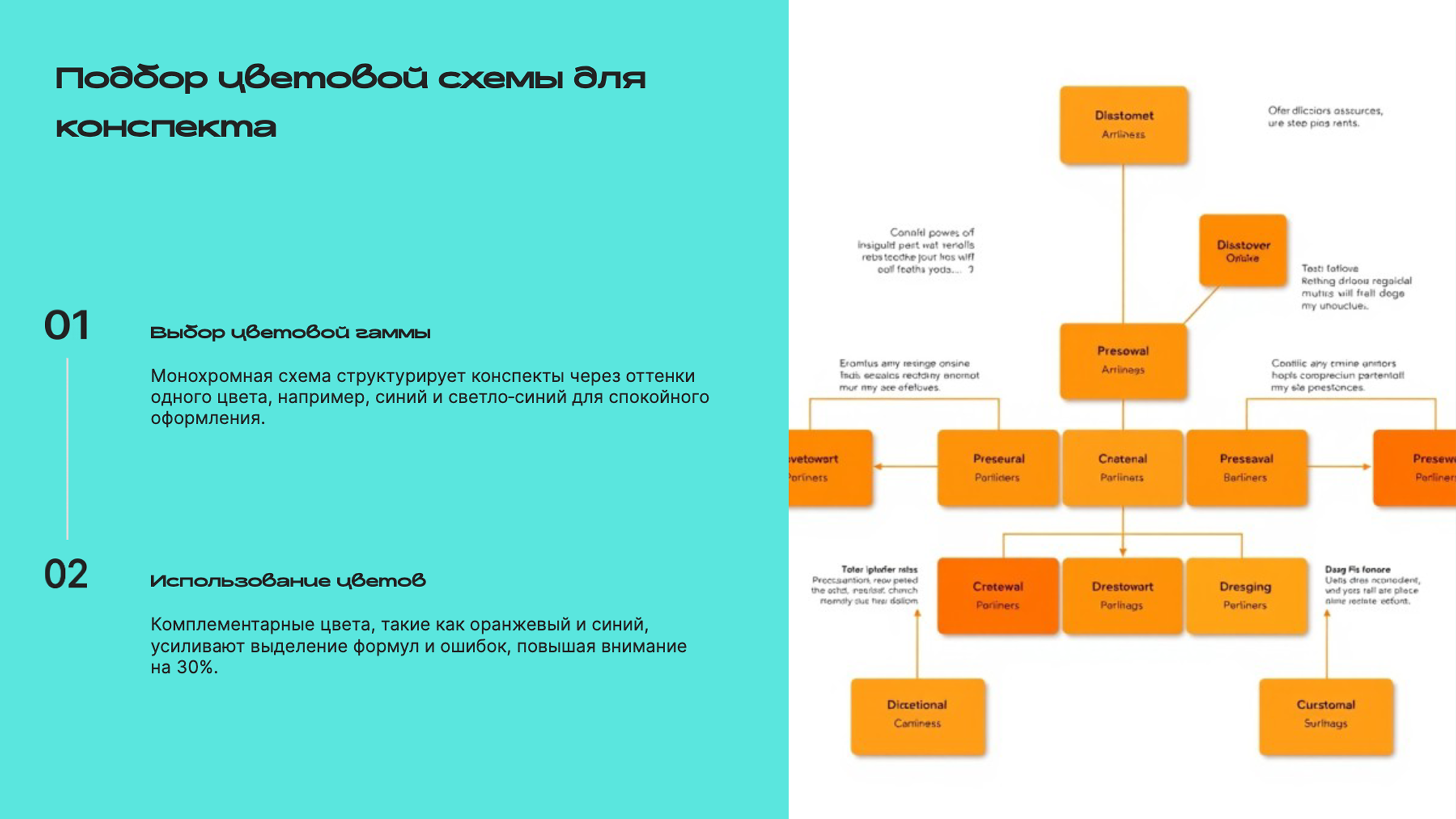 Слайд 4: Подбор цветовой схемы для конспекта