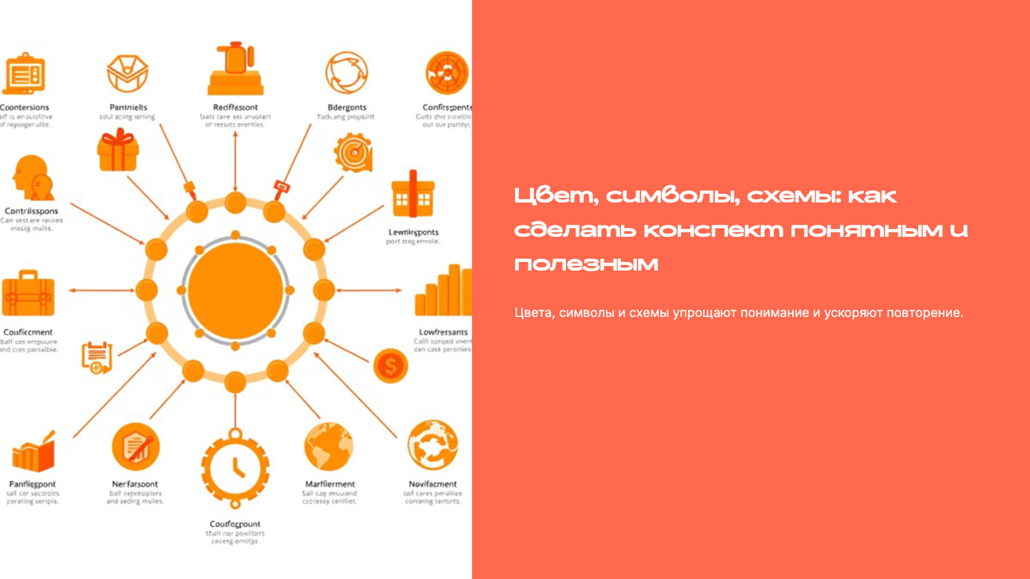 Превью презентации: Цвет, символы, схемы: как сделать конспект понятным и полезным