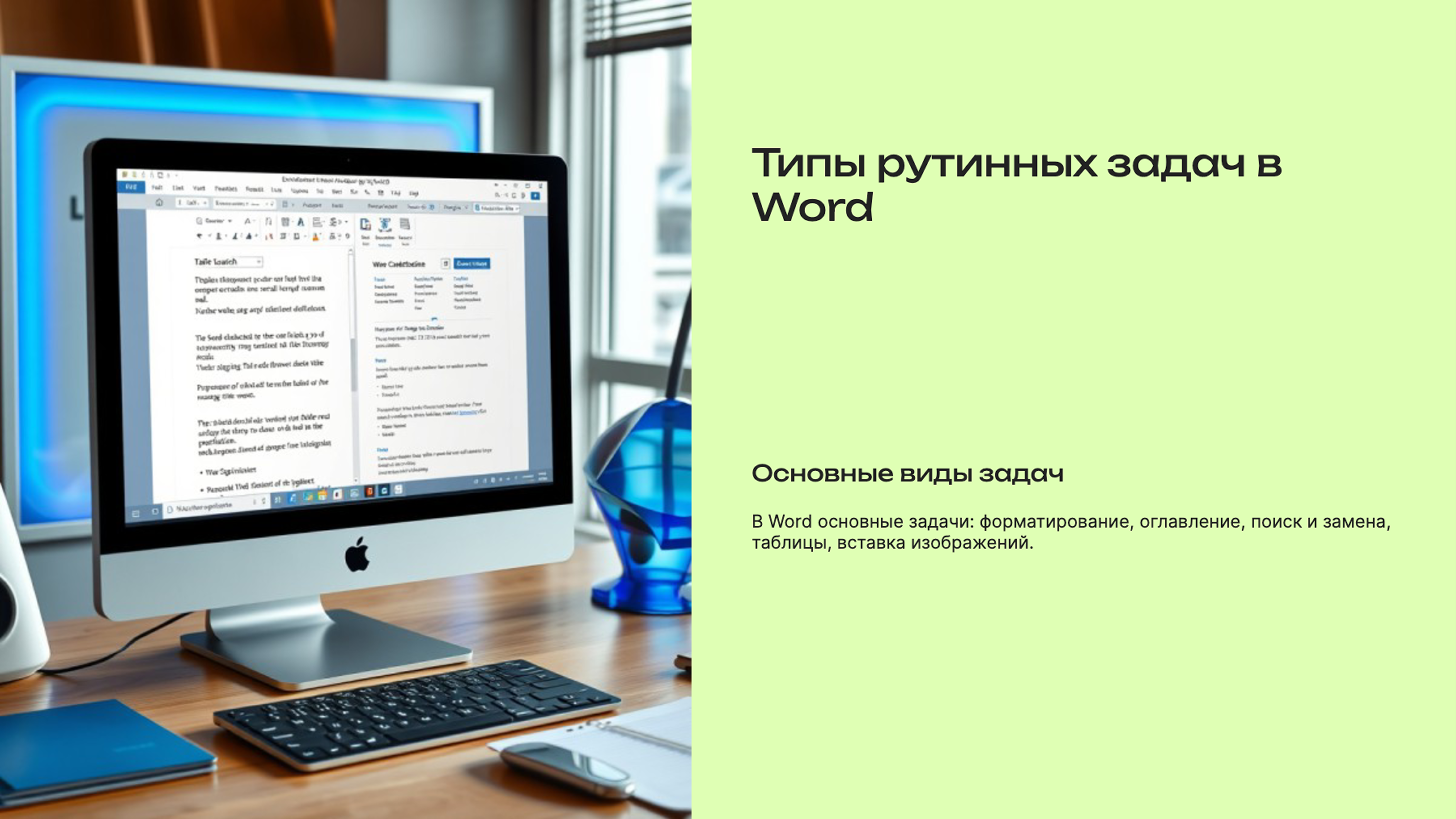 Слайд 2: Типы рутинных задач в Word